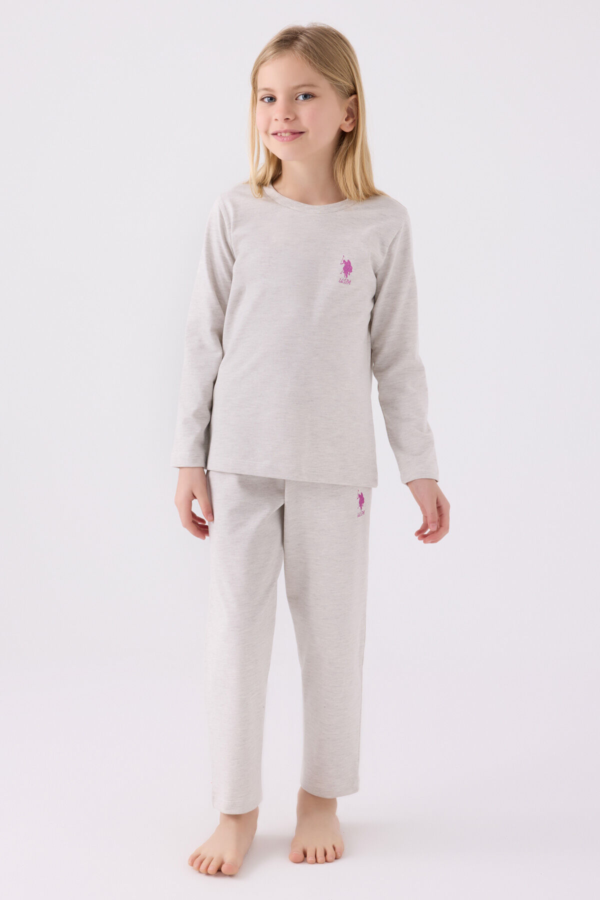 U.S. Polo Assn Kız Çocuk Gri Pijama Takımı