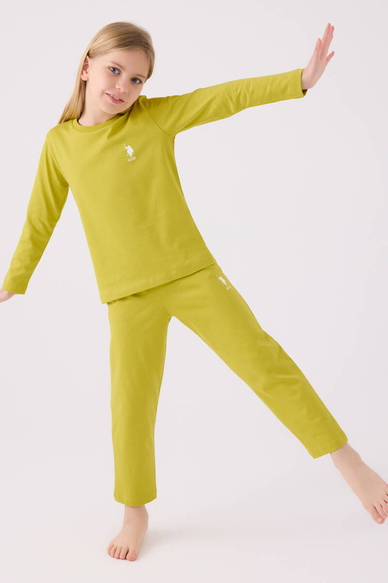 U.S. Polo Assn. Kız Çocuk Yeşil Uzun Kol Pijama Takım