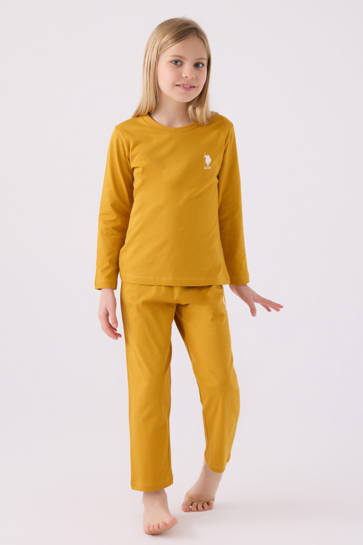 U.S. Polo Assn Kız Çocuk Sarı Pijama Takımı