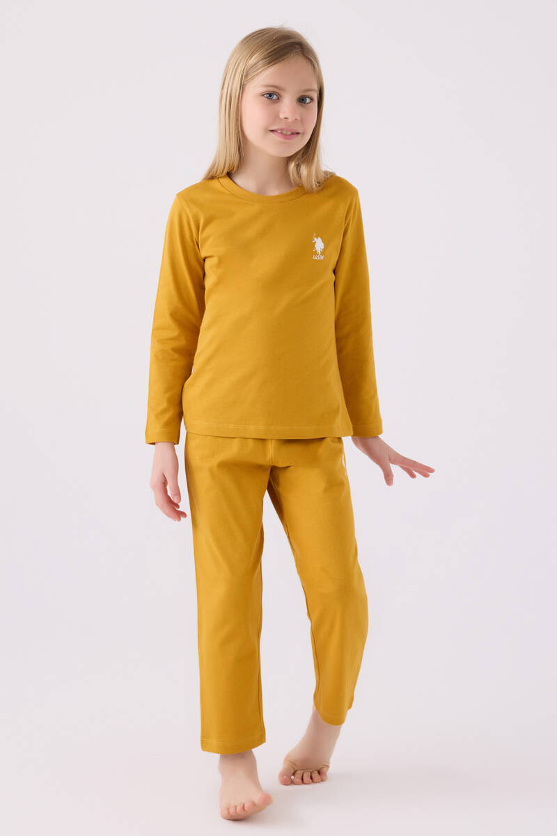 U.S. Polo Assn. Kız Çocuk Sarı Uzun Kol Pijama Takım