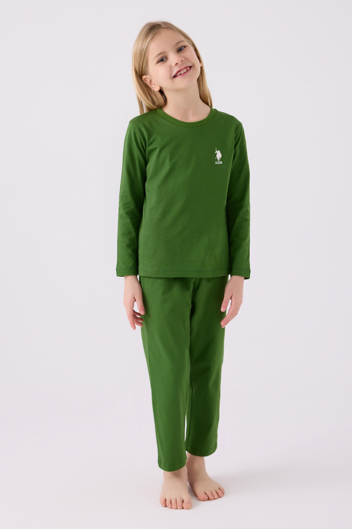 U.S. Polo Assn Kız Çocuk Yeşil Pijama Takımı