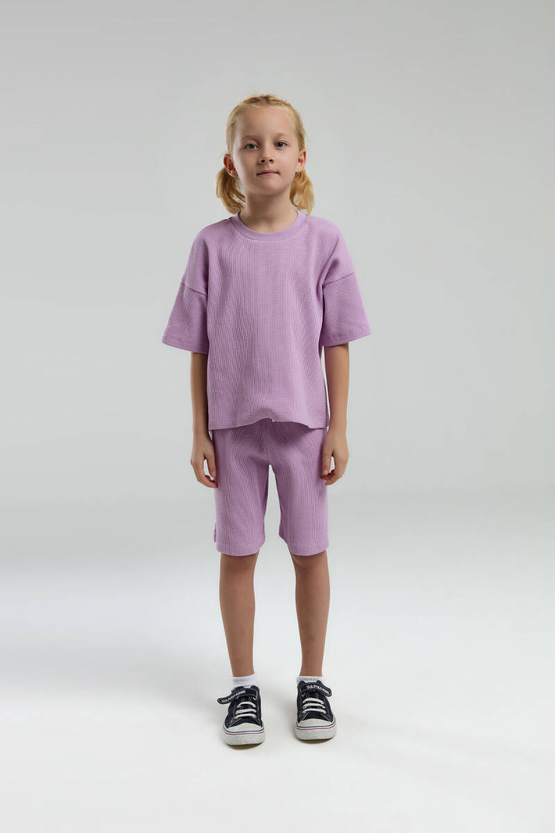 U.S. Polo Assn. Kız Çocuk Bisiklet Yaka Pigment Baskılı Yazlık Regular Fit Mor Bermuda Takım US2065-C-V1 - 2