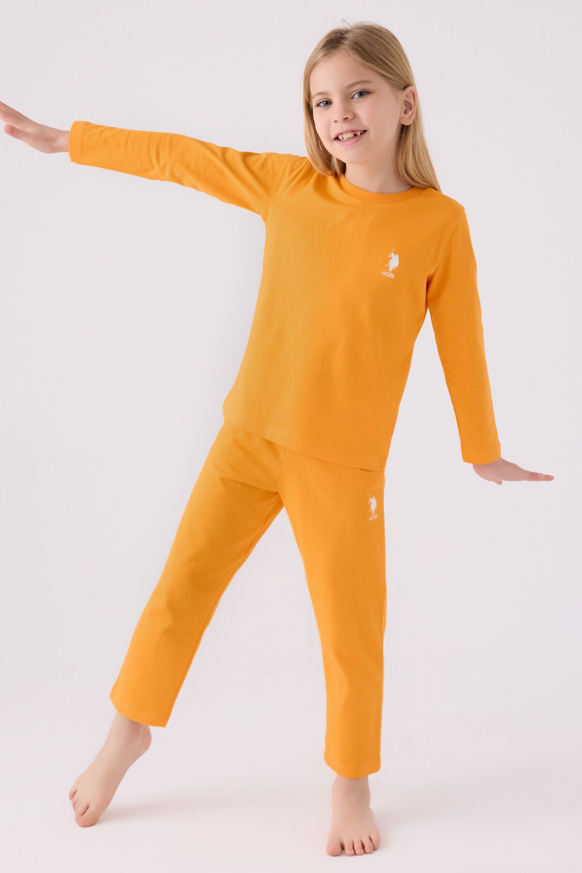 U.S. Polo Assn Kız Çocuk Turuncu Pijama Takımı