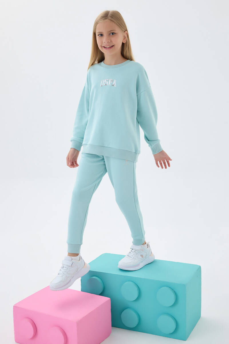 KIZ ÇOCUK EŞOFMAN TAKIMI Su Yeşili  KIZ ÇOCUK EŞOFMAN TAKIMI Su Yeşili