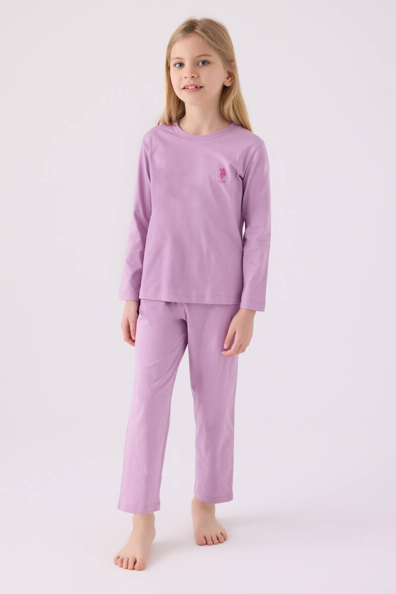 U.S. Polo Assn. Kız Çocuk Mor Uzun Kol Pijama Takım