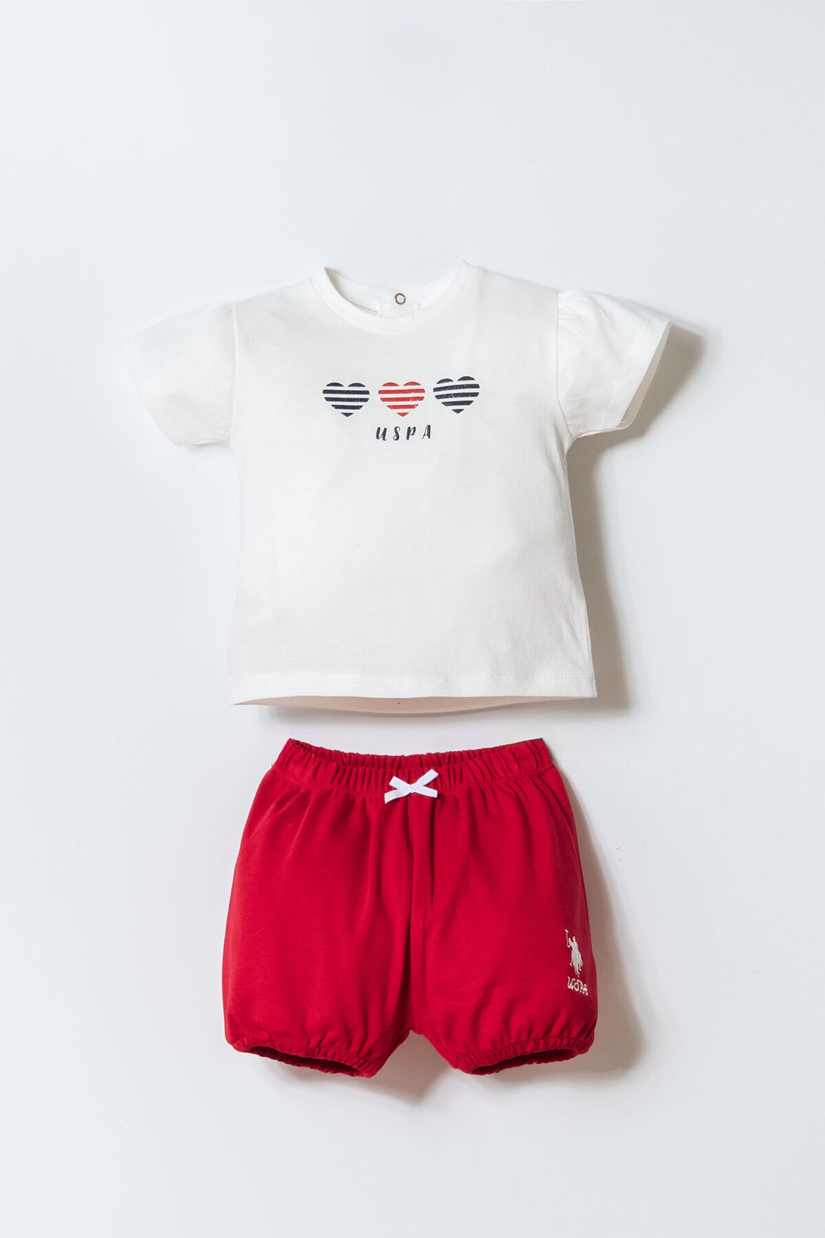 U.S. Polo Assn. Kız Bebek Beyaz Şort Takım