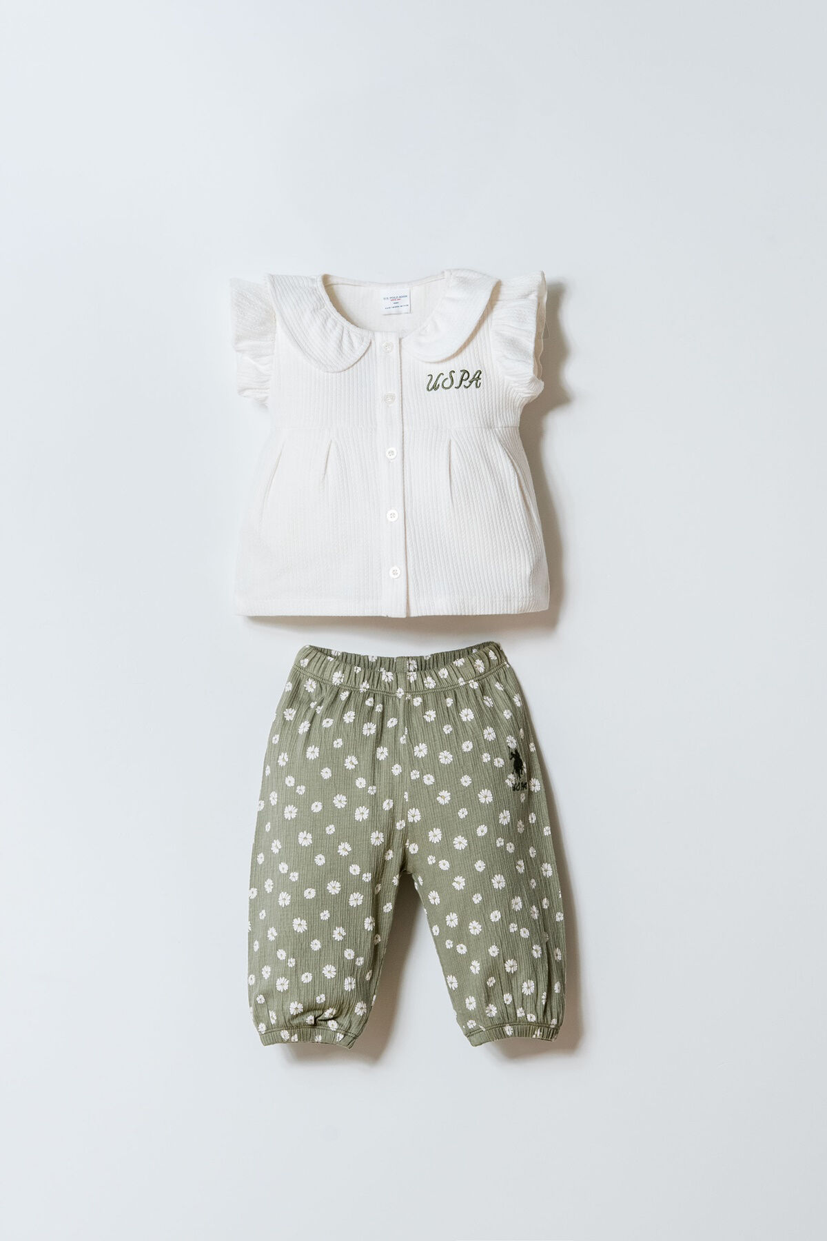 U.S. Polo Assn. Kız Bebek Beyaz Şort Takım
