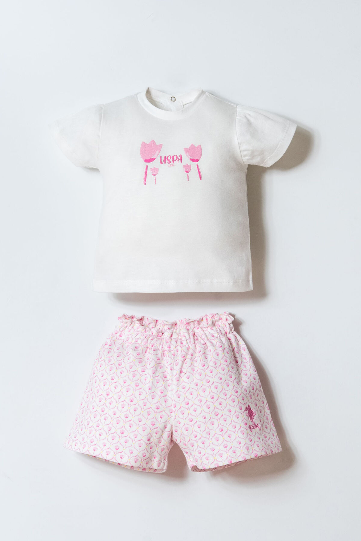 U.S. Polo Assn. Kız Bebek Beyaz Şort Takım