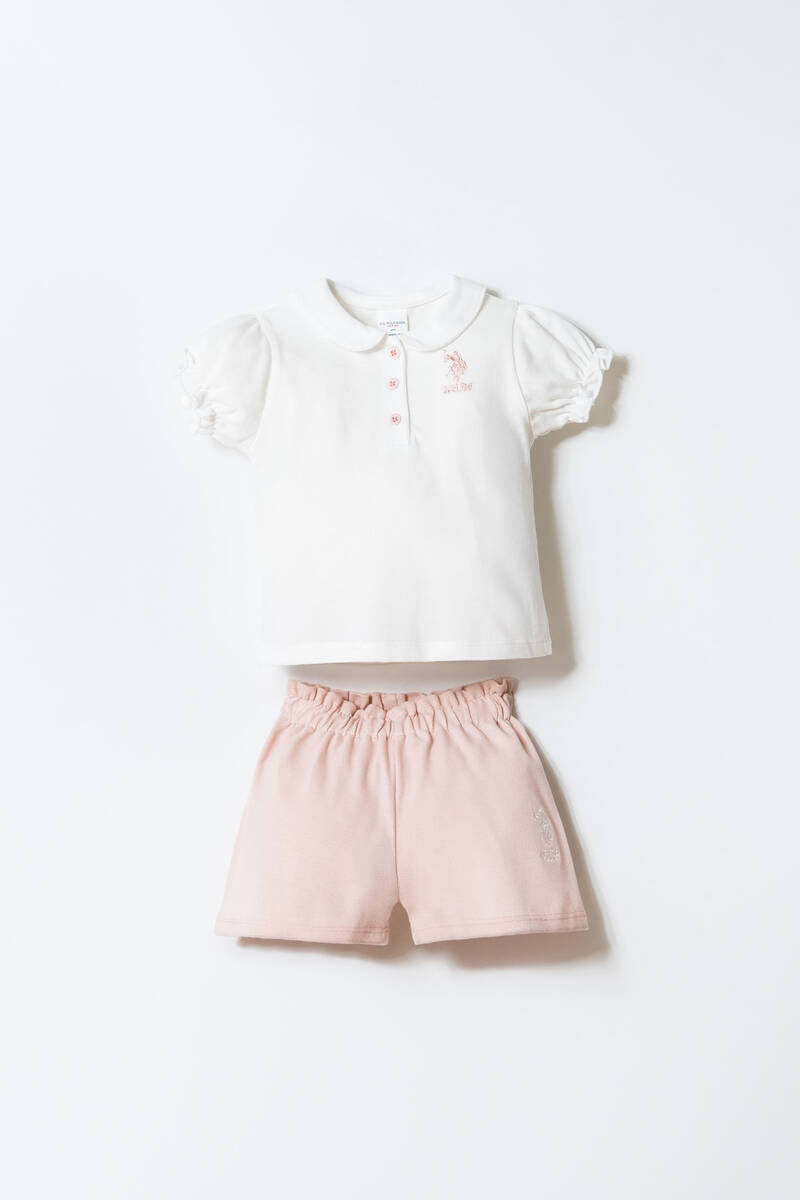 U.S. Polo Assn. Kız Bebek Beyaz Şort Takım