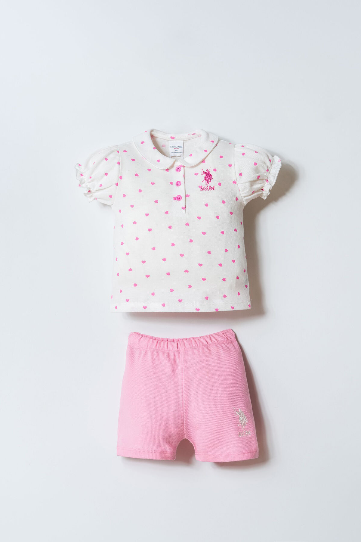 U.S. Polo Assn. Kız Bebek Beyaz Şort Takım