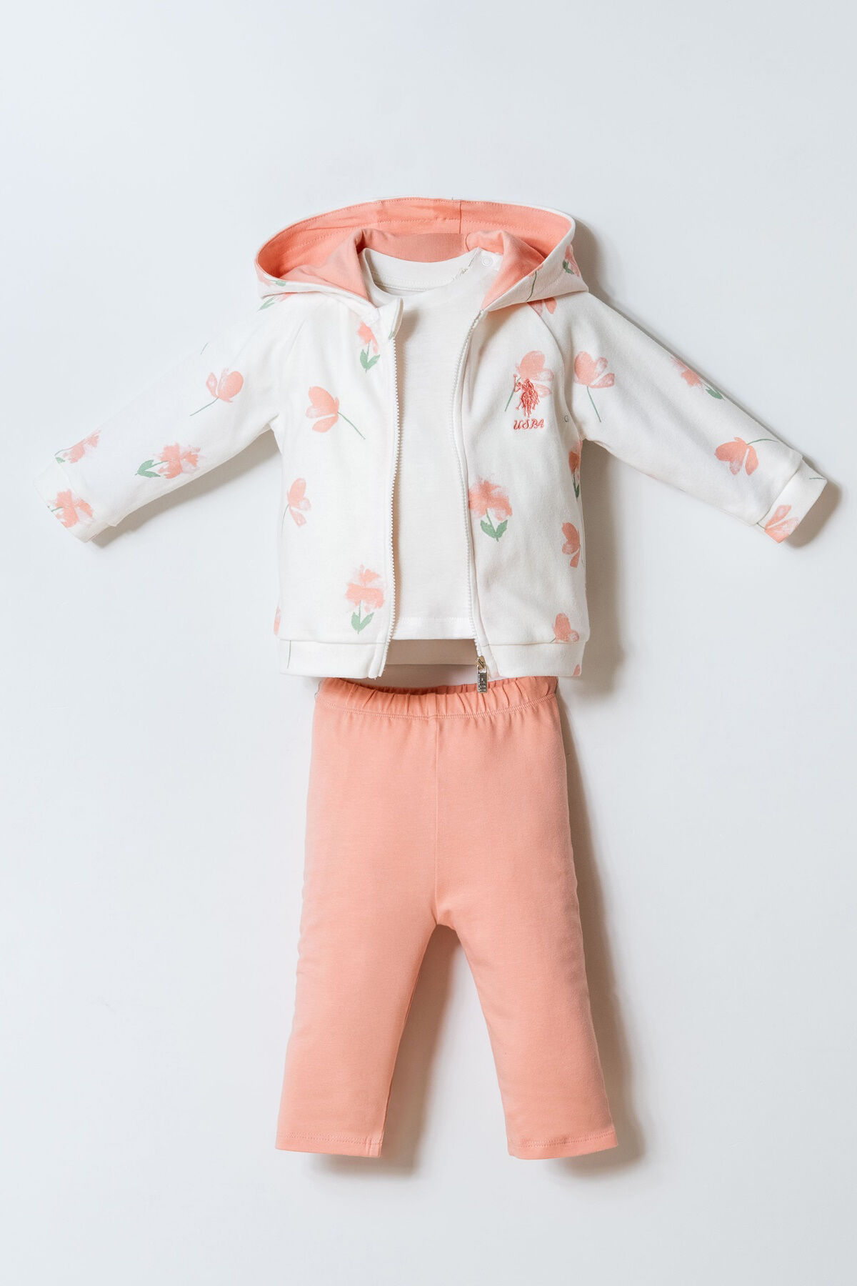 U.S. Polo Assn. Kız Bebek Beyaz 3'Lü Takım