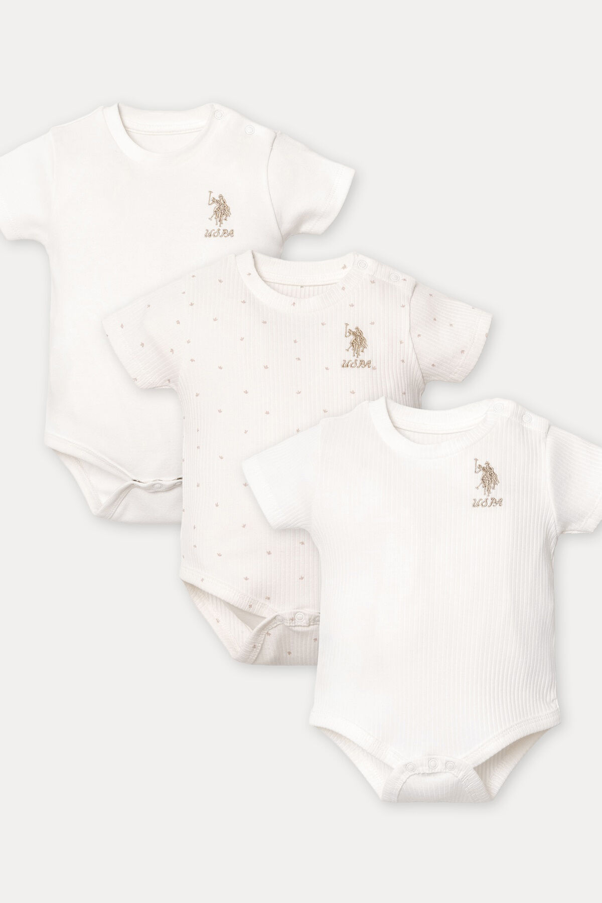 U.S. Polo Assn. Kız Bebek Beyaz 3'Lü Zıbın