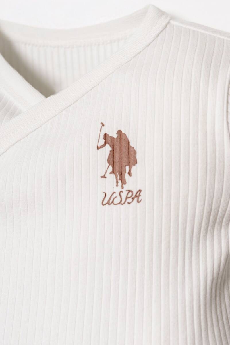 U.S. Polo Assn. Kız Bebek Pamuklu Hakim Yaka Nakışlı Yazlık Regular Fit Beyaz Hastane Çıkışı USB2950-C-V1 - 2