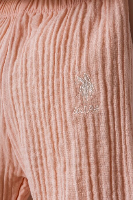 U.S. Polo Assn. Kız Bebek %100 Pamuk V Yaka Nakışlı Yazlık Regular Fit Pembe T-Shirt USB2979-C-V2 - 3