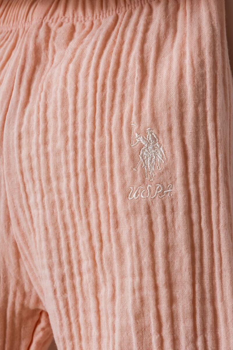 U.S. Polo Assn. Kız Bebek %100 Pamuk V Yaka Nakışlı Yazlık Regular Fit Pembe T-Shirt USB2979-C-V2 - 3