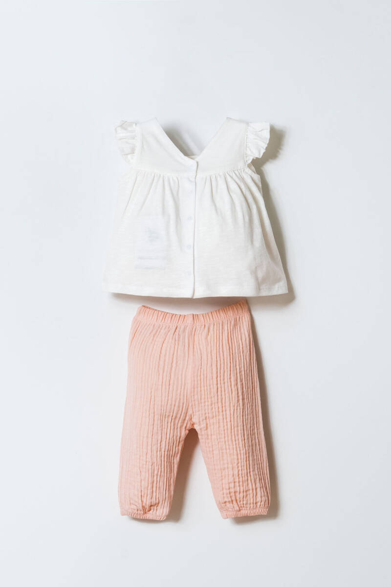 U.S. Polo Assn. Kız Bebek %100 Pamuk V Yaka Nakışlı Yazlık Regular Fit Pembe T-Shirt USB2979-C-V2 - 4