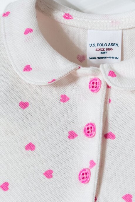 U.S. Polo Assn. Kız Bebek %100 Pamuk Polo Yaka Nakışlı Yazlık Regular Fit Beyaz Tulum USB3030-C-V2 - 5