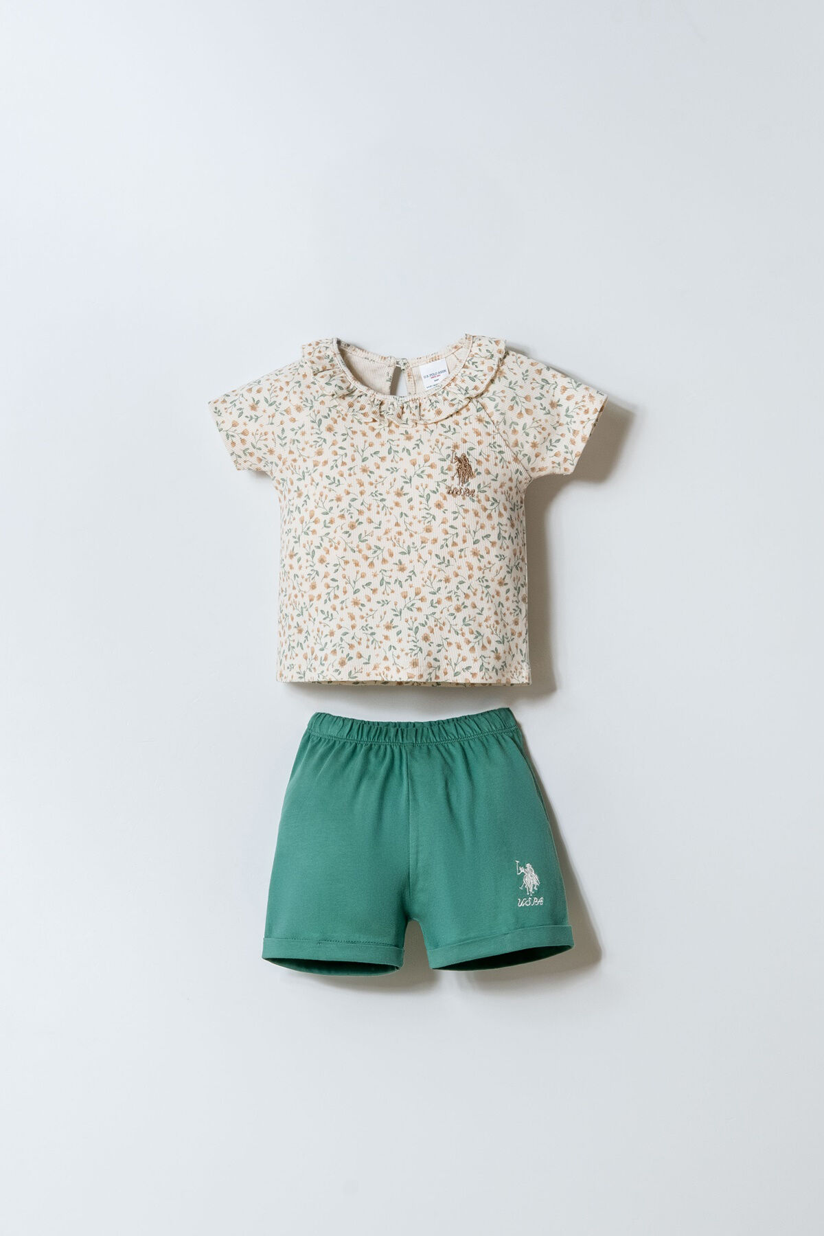 U.S. Polo Assn. Kız Bebek Krem Şort Takım