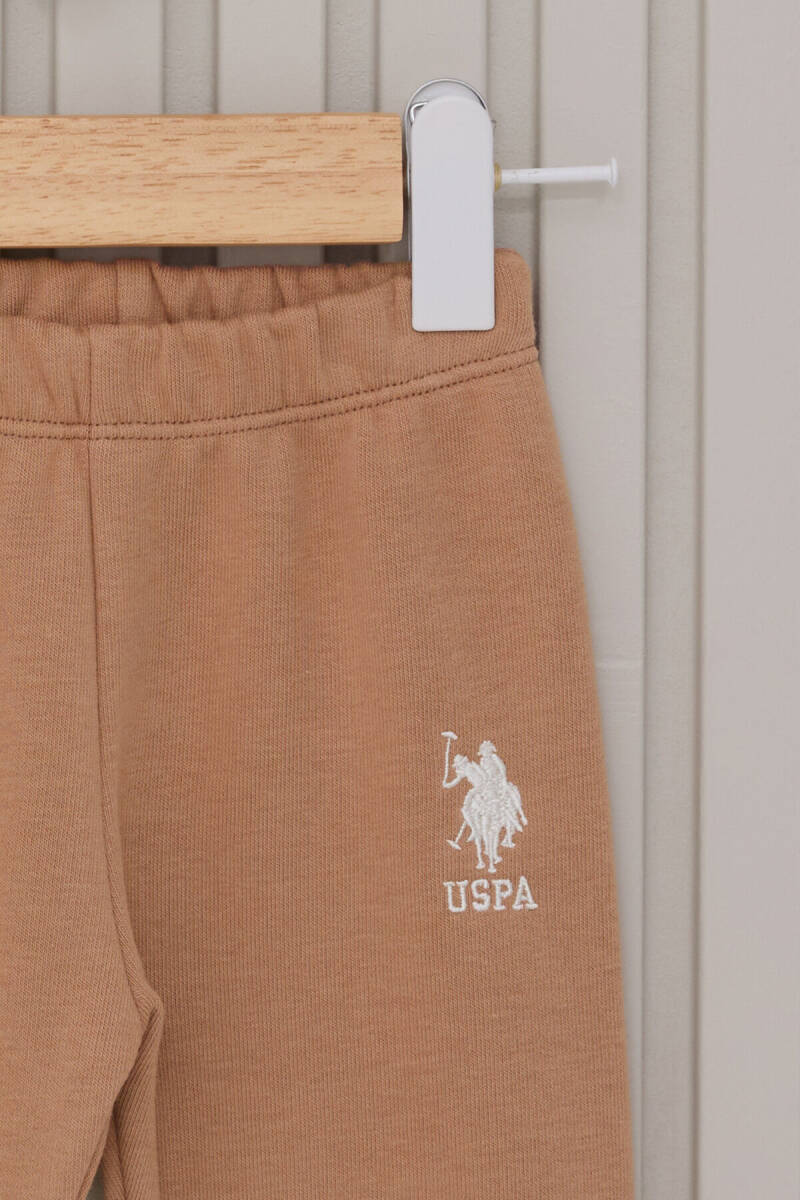 U.S. Polo Assn. Kız Bebek Pamuklu Bebe Yaka Pigment Baskılı Kışlık Regular Fit Krem Bebek Takımı USB2118-C-V1 - 3