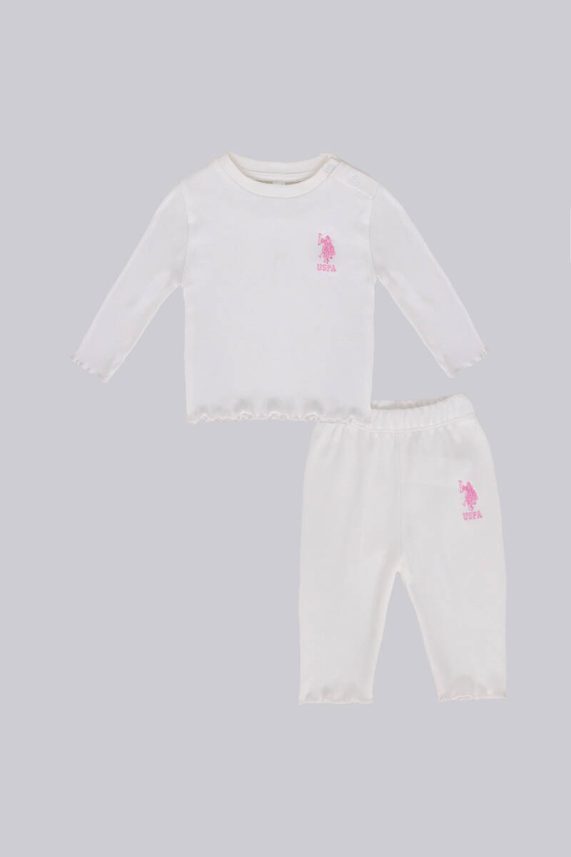 U.S. Polo Assn. Kız Bebek Krem 2'li Bebek Takım