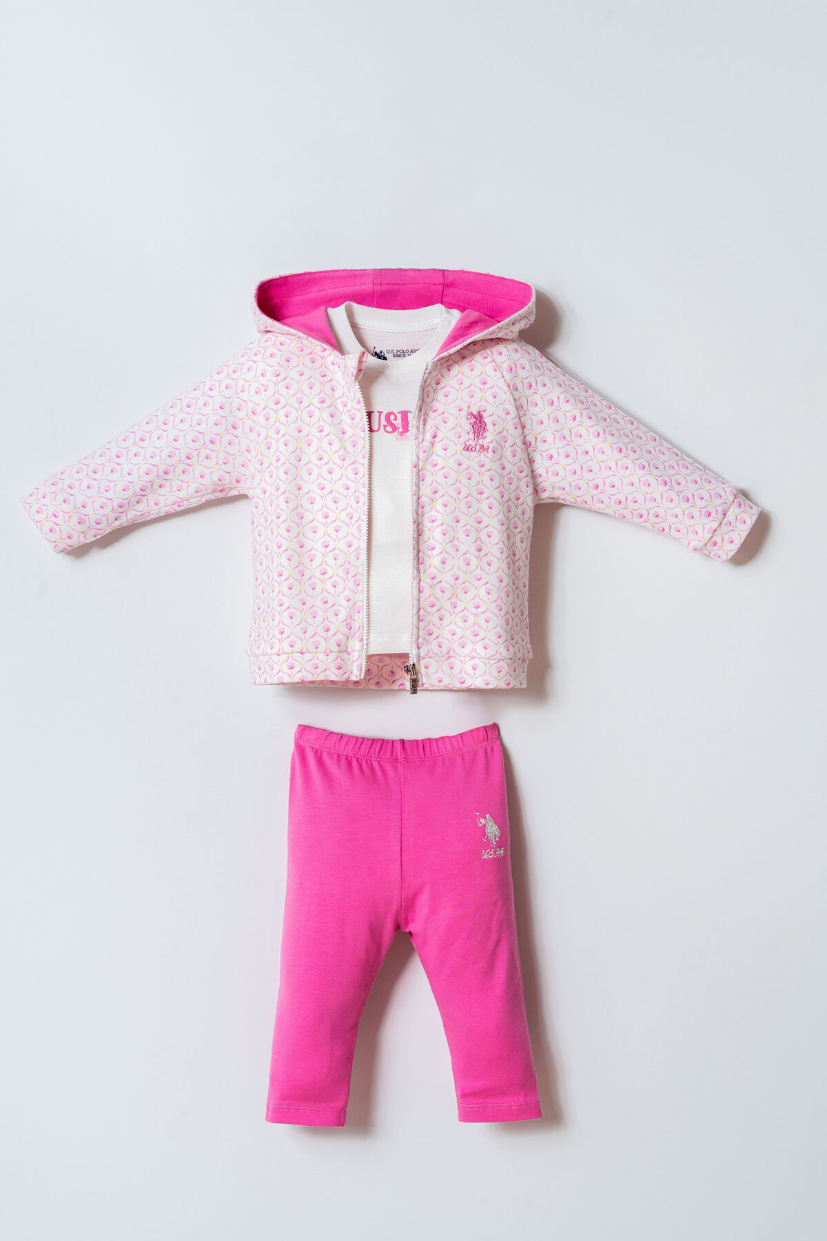 U.S. Polo Assn. Kız Bebek Pembe 3'Lü Takım