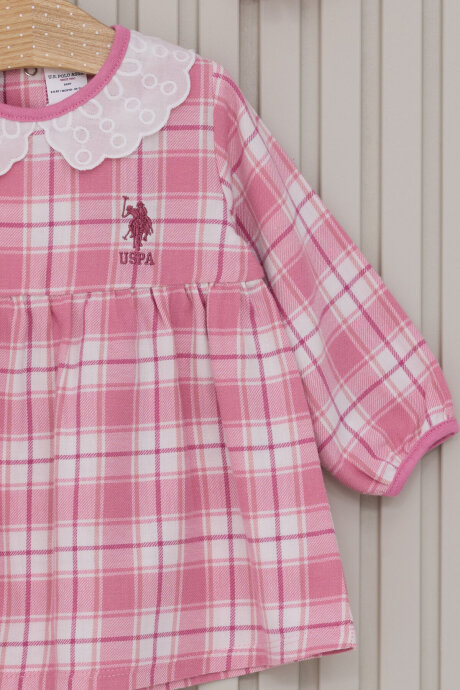 U.S. Polo Assn. Kız Bebek Bebe Yaka Pigment Baskılı Kışlık Regular Fit Pembe Elbise USB2138-C-V1 - 2