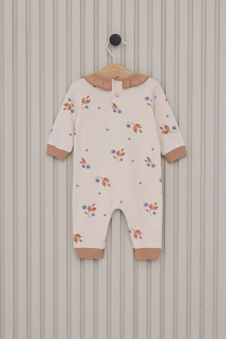 U.S. Polo Assn. Kız Bebek Pamuklu Bebe Yaka Pigment Baskılı Kışlık Regular Fit Krem Tulum USB2116-C-V1 - 3