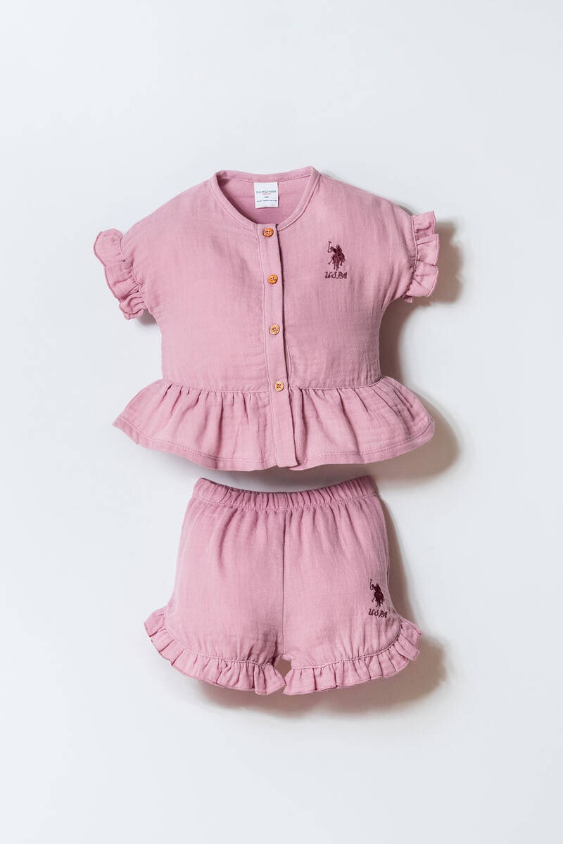 U.S. Polo Assn. Kız Bebek Mor Şort Takım