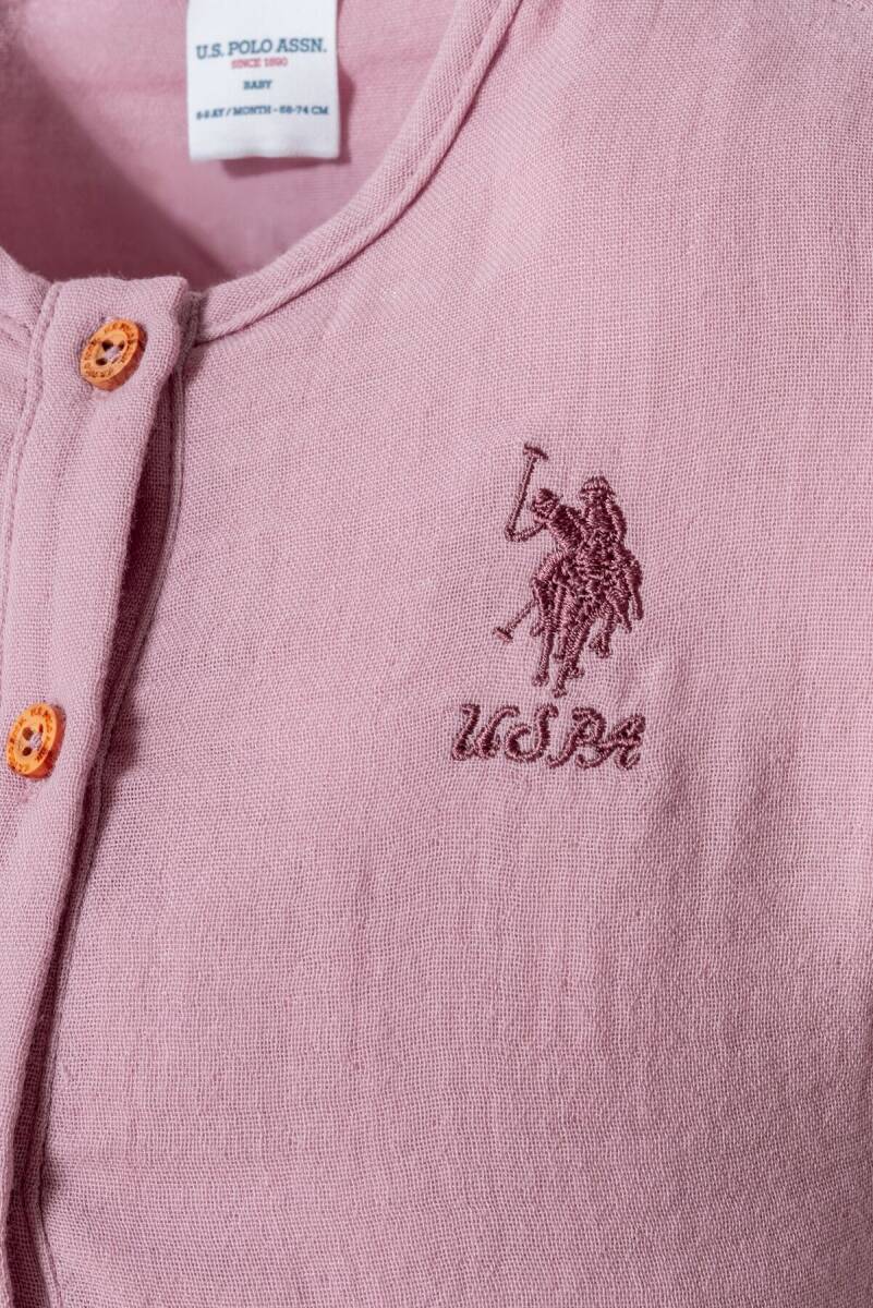 U.S. Polo Assn. Kız Bebek %100 Pamuk Bisiklet Yaka Nakışlı Yazlık Regular Fit Mor Bebek Takımı USB2976-C-V1 - 2