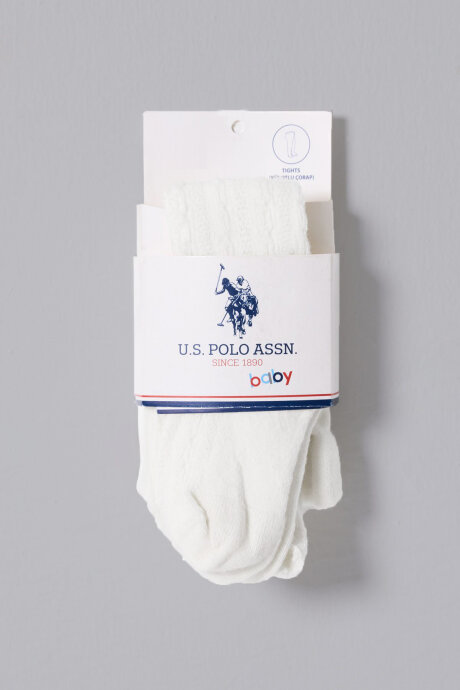 U.S. Polo Assn. Kız Bebek Pamuklu Baskısız Yazlık Regular Fit Krem Çorap USB1330-B-V3