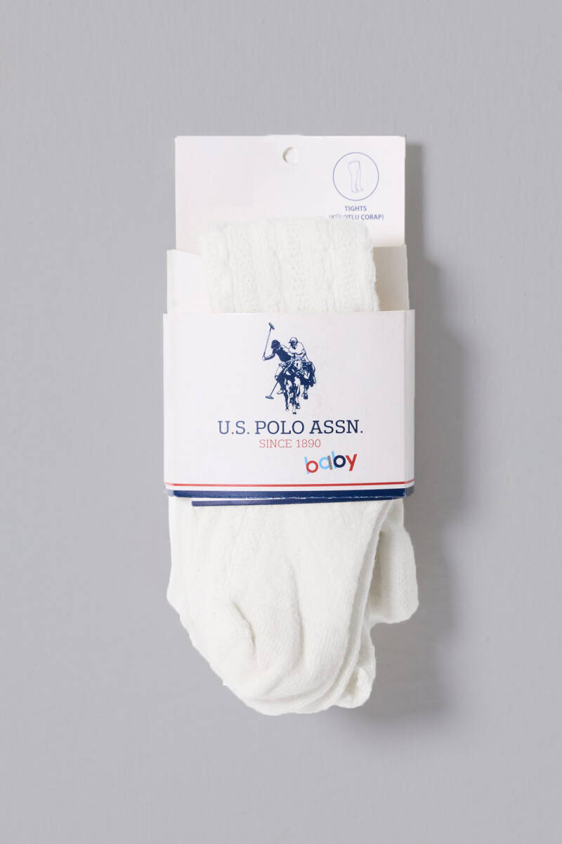 U.S. Polo Assn. Kız Bebek Pamuklu Baskısız Yazlık Regular Fit Krem Çorap USB1330-B-V3 - 1