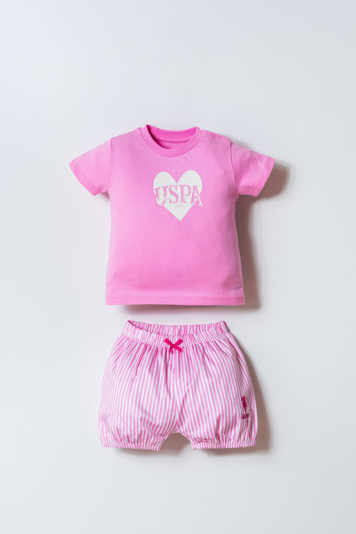 U.S. Polo Assn. Kız Bebek Pembe Şort Takım