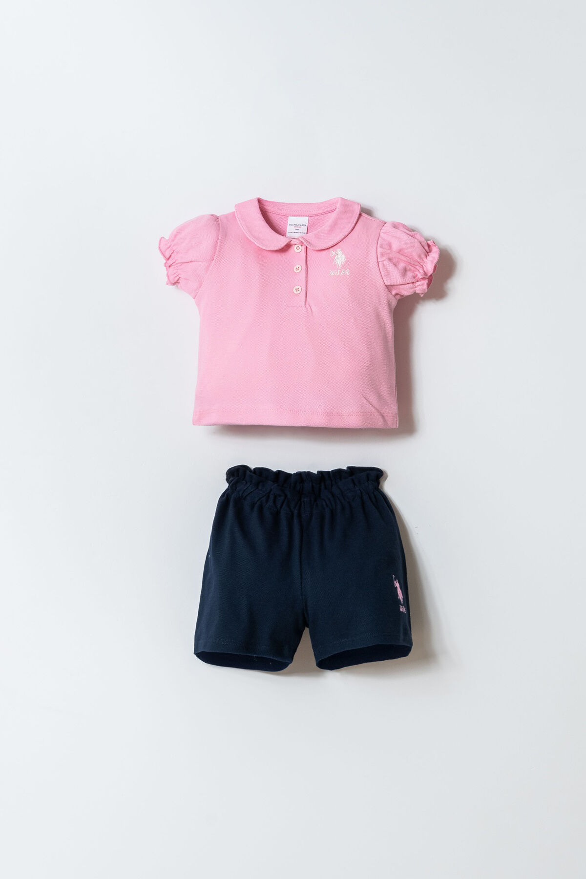 U.S. Polo Assn. Kız Bebek Pembe Şort Takım