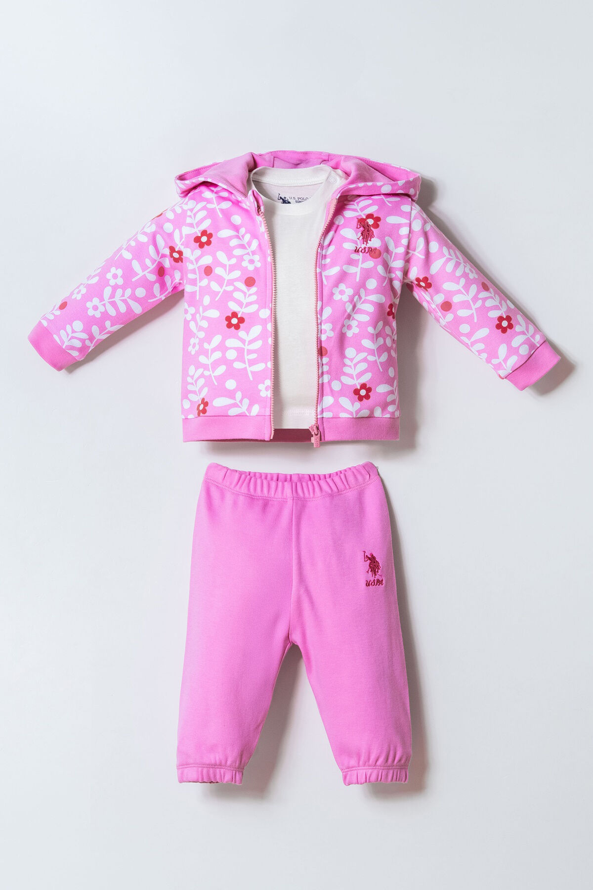 U.S. Polo Assn. Kız Bebek Pembe 3'Lü Takım
