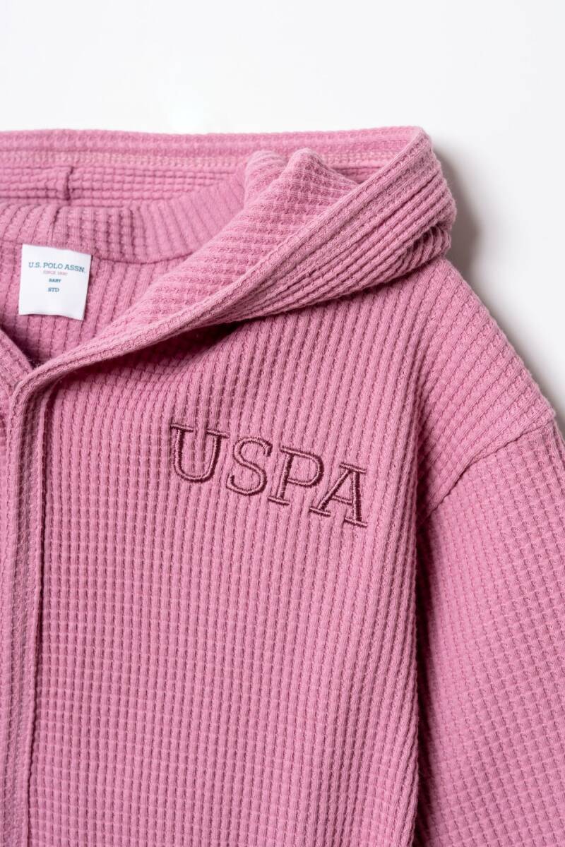 U.S. Polo Assn. Kız Bebek %100 Pamuk V Yaka Nakışlı Yazlık Regular Fit Pembe Bornoz USB3047-C-V1 - 2
