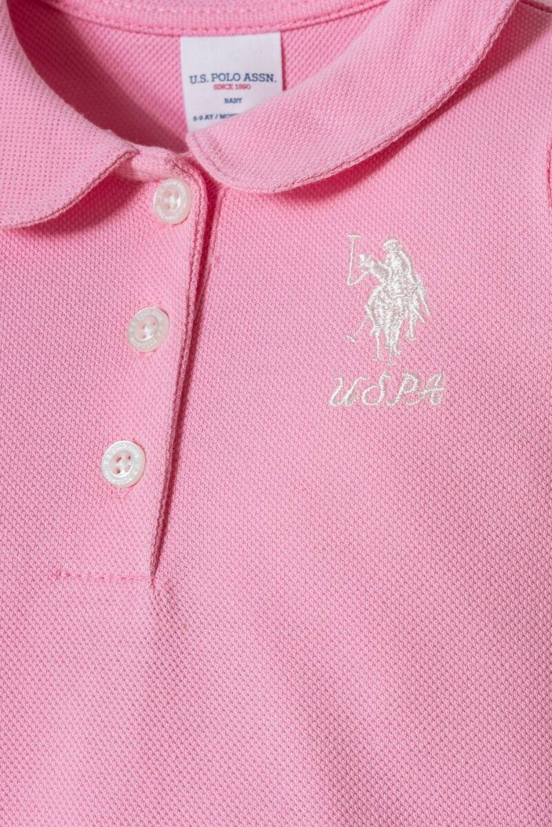 U.S. Polo Assn. Kız Bebek %100 Pamuk Polo Yaka Nakışlı Yazlık Regular Fit Pembe Elbise USB3027-C-V2 - 2