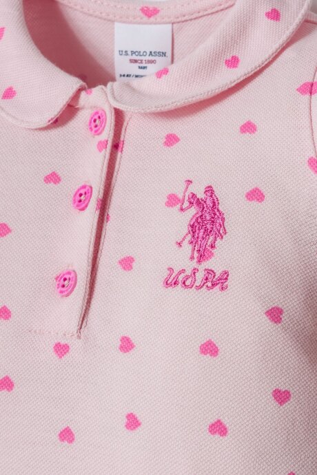 U.S. Polo Assn. Kız Bebek %100 Pamuk Polo Yaka Nakışlı Yazlık Regular Fit Pembe Tulum USB3030-C-V1 - 2