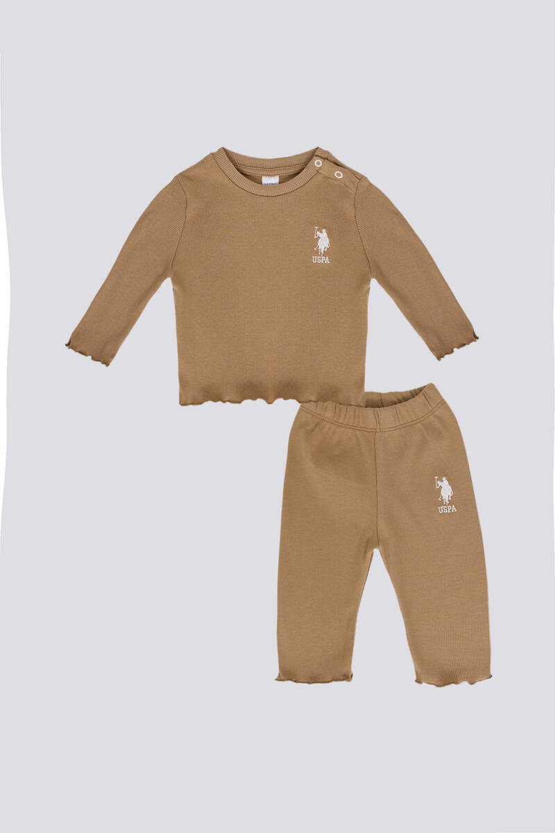 U.S. Polo Assn. Kız Bebek Kahverengi 2'li Bebek Takım
