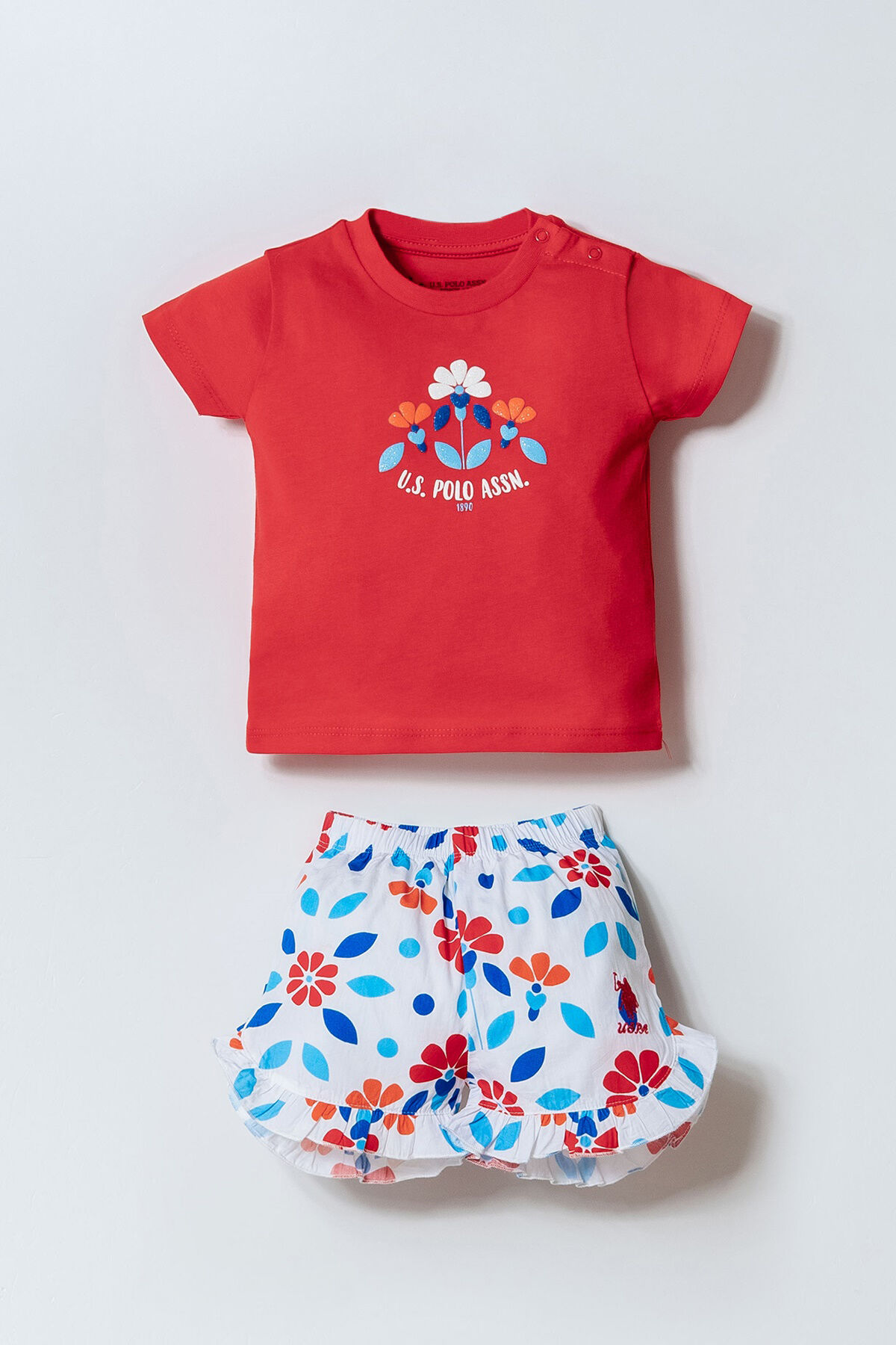 U.S. Polo Assn. Kız Bebek Kırmızı Şort Takım
