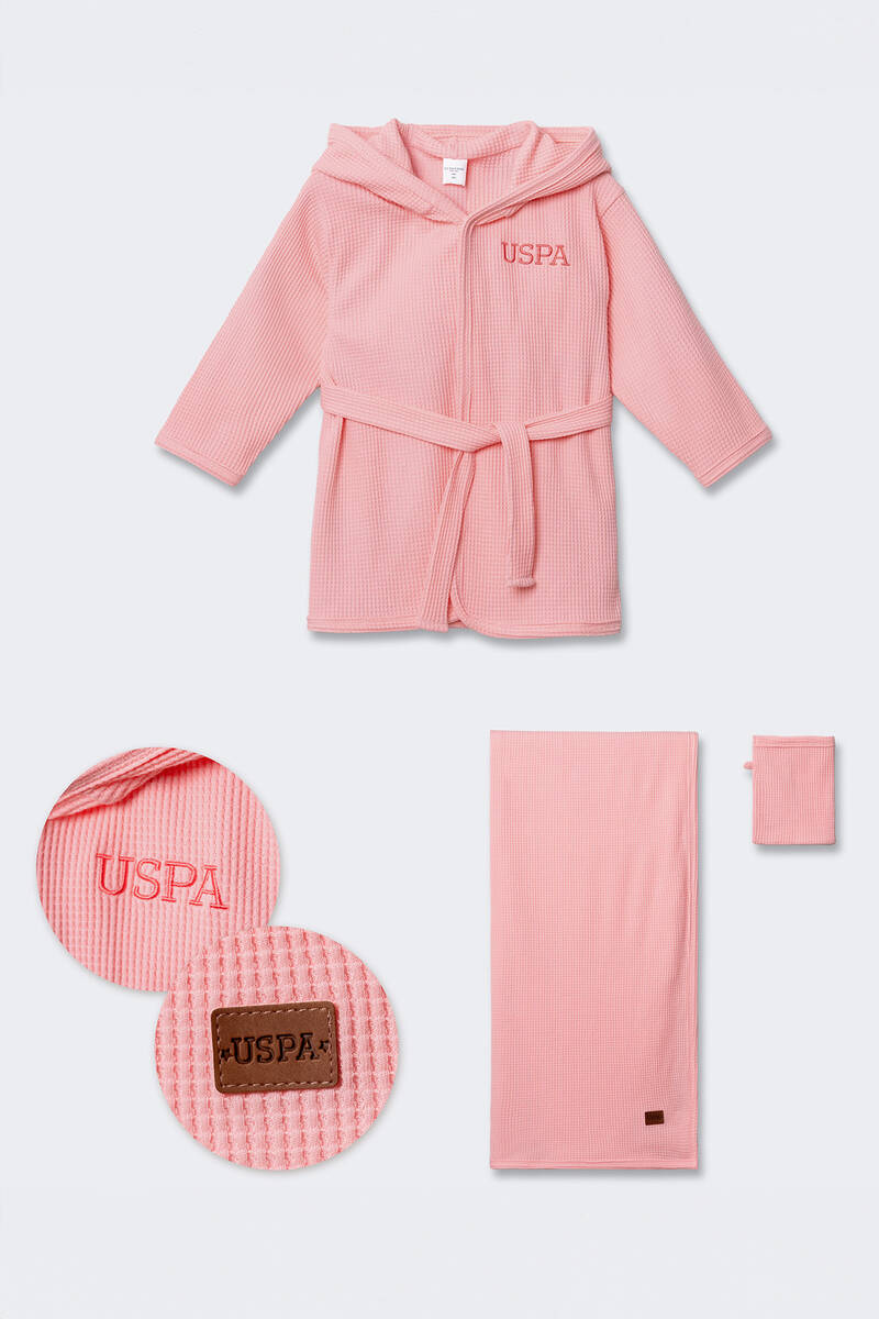 U.S. Polo Assn Bebek Kız Bebek Turuncu Bornoz Set