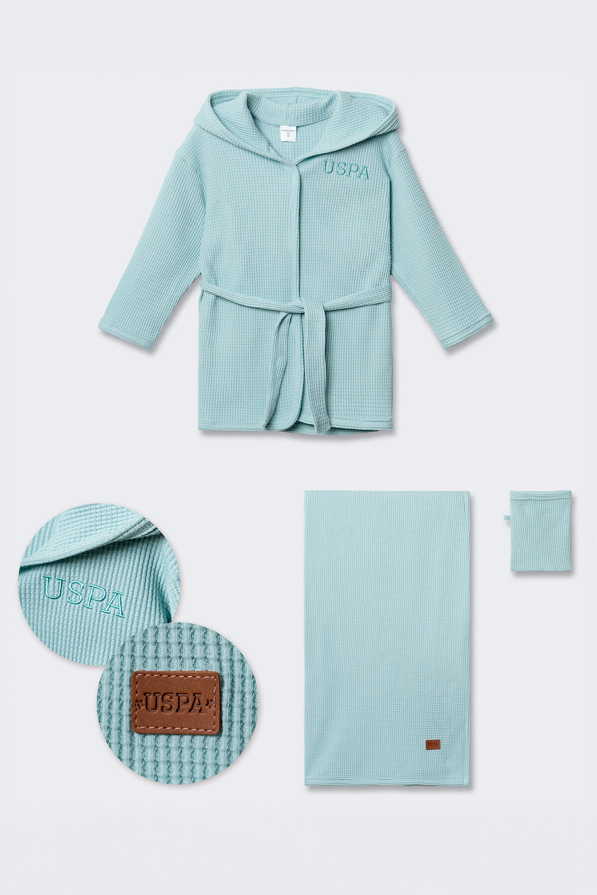 U.S. Polo Assn Bebek Kız Bebek Yeşil Bornoz Set