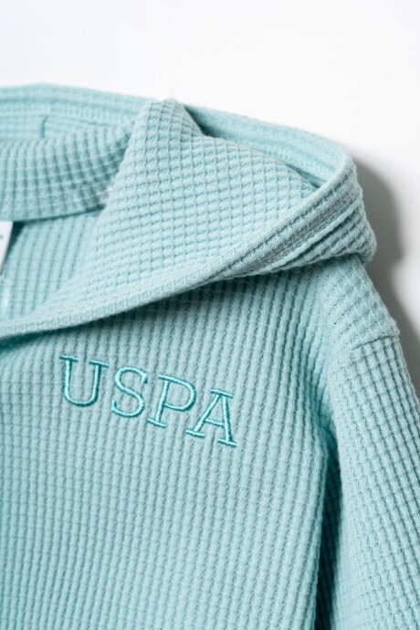 U.S. Polo Assn. Kız Bebek %100 Pamuk V Yaka Nakışlı Yazlık Regular Fit Yeşil Bornoz USB3047-C-V2 - 2