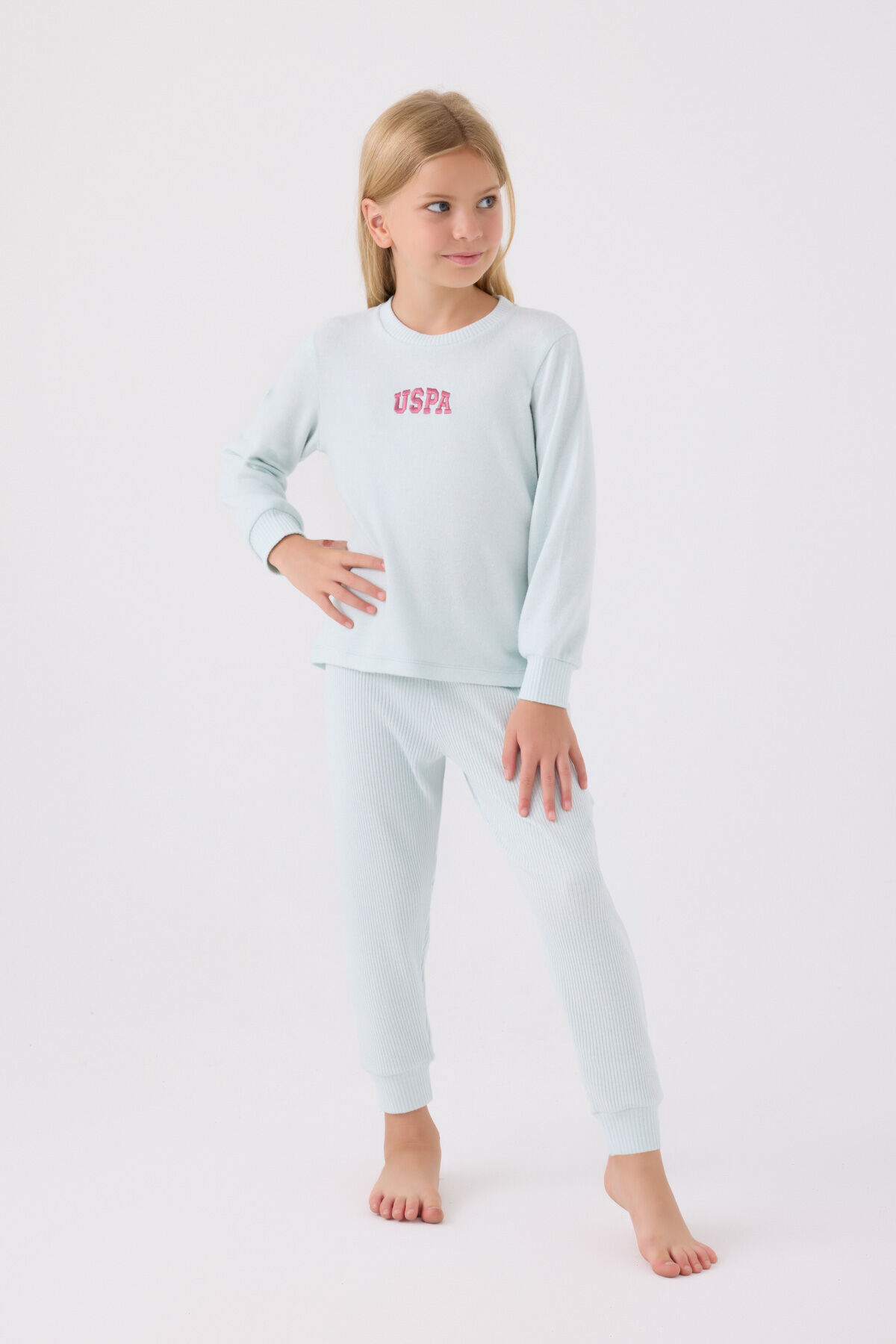 U.S. Polo Assn Kız Çocuk Mavi Pijama Takımı