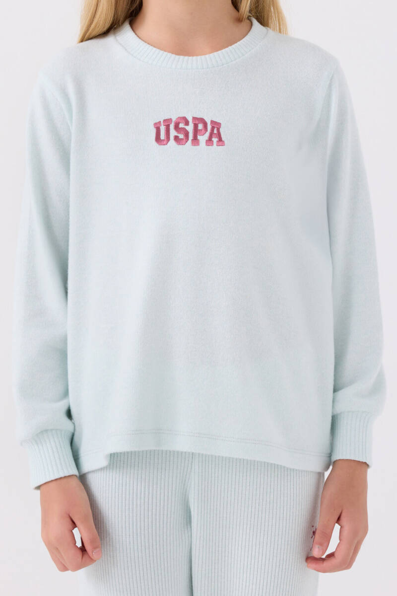 U.S. Polo Assn. Kız Çocuk Bisiklet Yaka Pigment Baskılı Kışlık Regular Fit Mavi Pijama Takımı US1987-C-V4 - 4