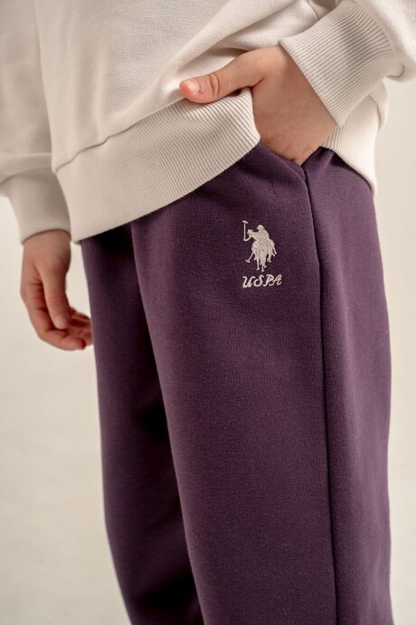 U.S. Polo Assn. Kız Çocuk Baskılı Beyaz Uzun Kol Eşofman Takımı US2711-C-V1 - 5
