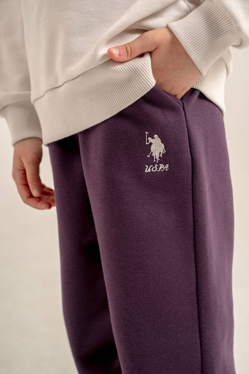 U.S. Polo Assn. Kız Çocuk Baskılı Beyaz Uzun Kol Eşofman Takımı US2711-C-V1 - 5