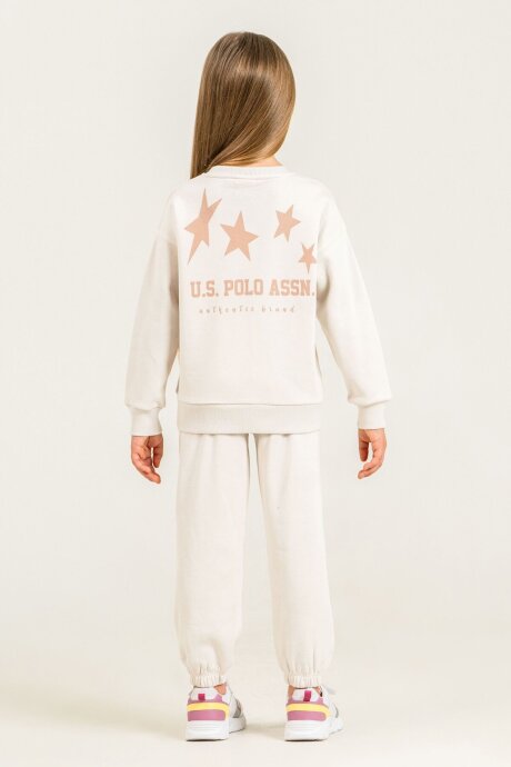 U.S. Polo Assn. Kız Çocuk Baskılı Beyaz Uzun Kol Eşofman Takımı US2716-C-V1 - 3