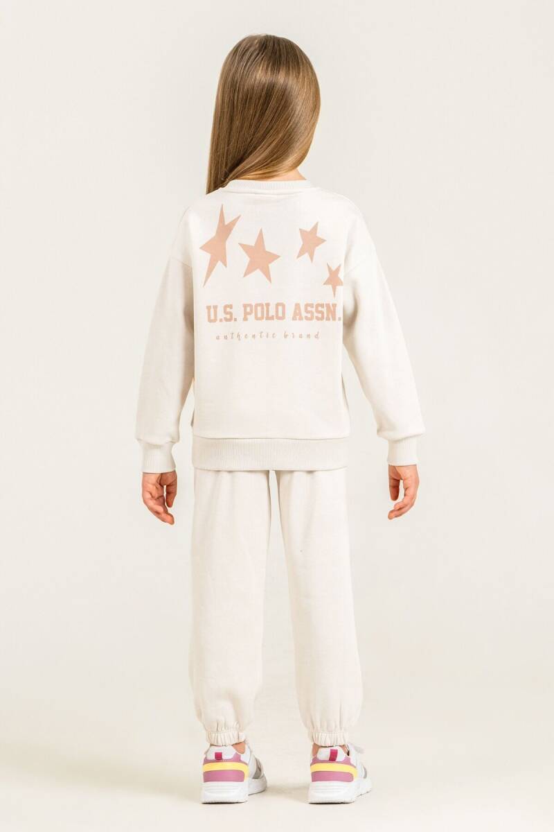 U.S. Polo Assn. Kız Çocuk Baskılı Beyaz Uzun Kol Eşofman Takımı US2716-C-V1 - 3