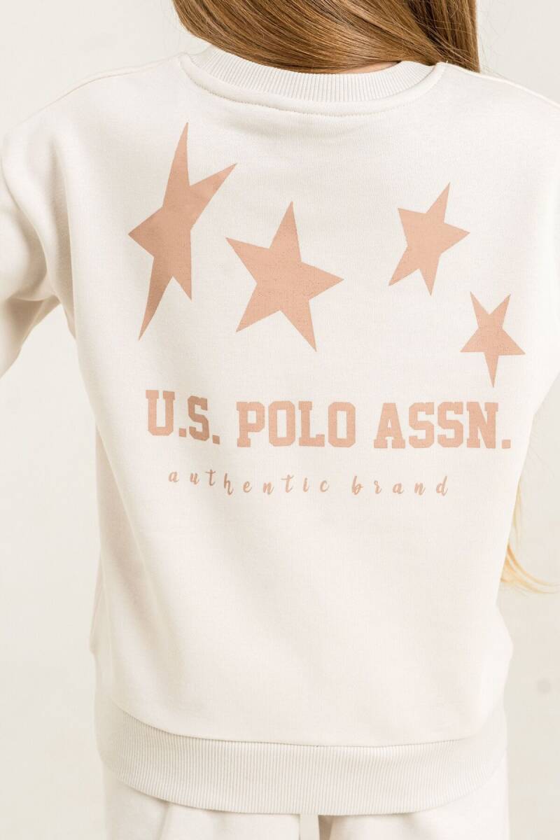 U.S. Polo Assn. Kız Çocuk Baskılı Beyaz Uzun Kol Eşofman Takımı US2716-C-V1 - 4