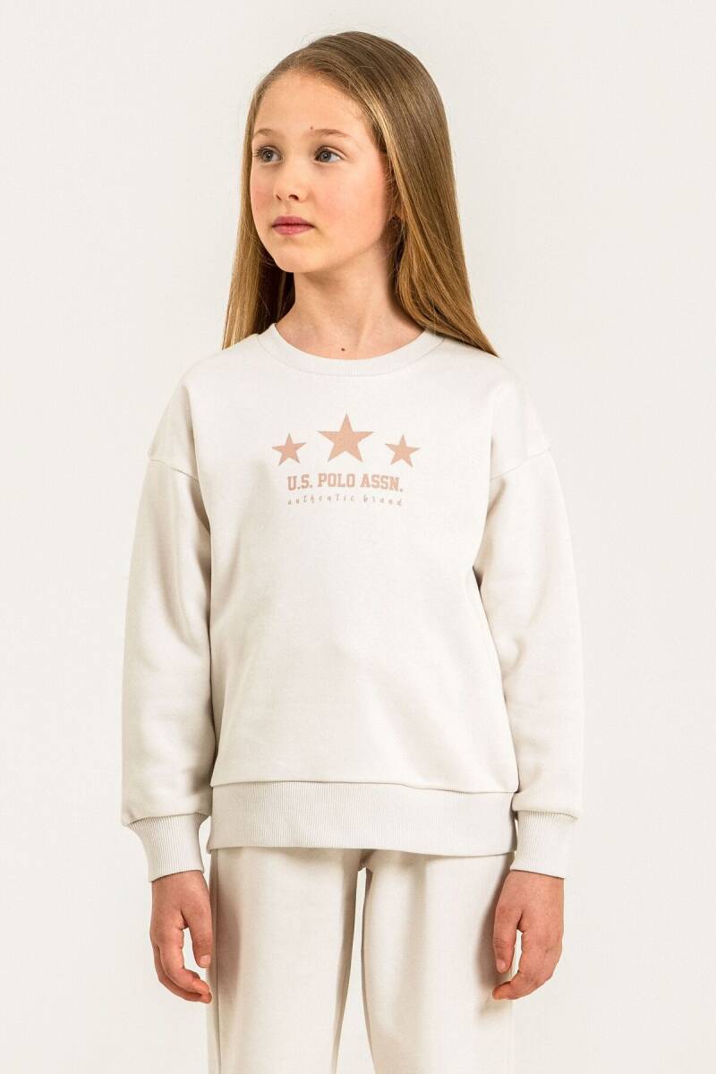 U.S. Polo Assn. Kız Çocuk Baskılı Beyaz Uzun Kol Eşofman Takımı US2716-C-V1 - 5